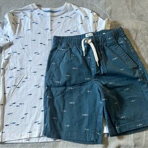 Old Navy Shark Print Kids Set in White and Blue